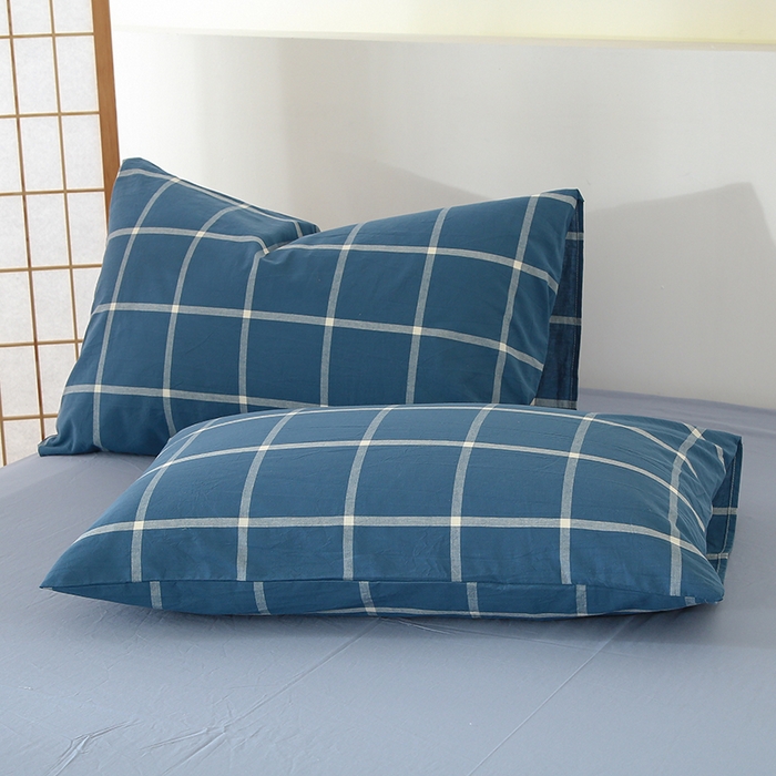 91家纺网 家纺一手货源 找家纺 迪乐妮家居 2024新款色织全棉夏被四件套 海蓝格