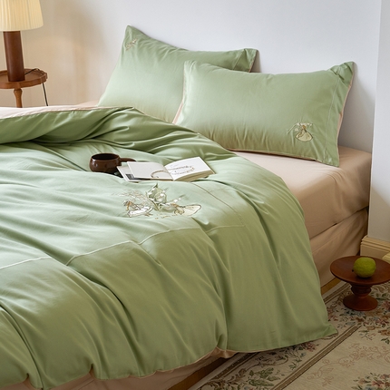 91家纺网 家纺一手货源 找家纺 （总）秀色家纺 2025新款ins风春季纯棉床上四件套高级感透气全棉网红床品被套床单三件套-绣花小女孩