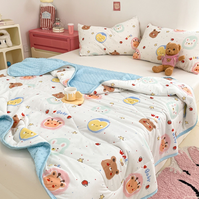 91家纺网 家纺一手货源 找家纺 美梦里 2024新款凉豆豆夏被空调被印花卡通库洛米夏凉被子 泡泡世界