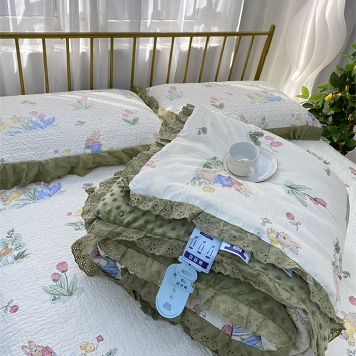 91家纺网 家纺一手货源 找家纺 暖居 2024新款豆豆被四件套 幸运兔