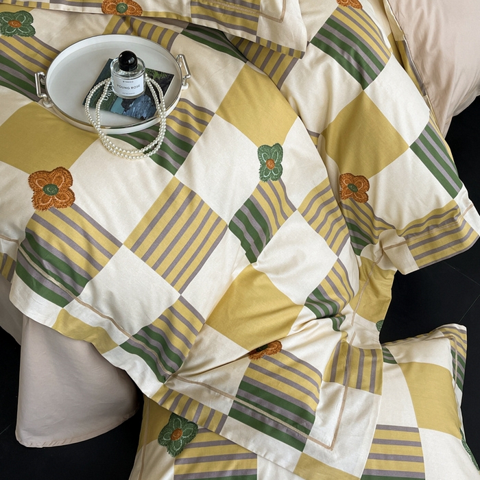 91家纺网 家纺一手货源 找家纺 7V 2024新款轻奢13376纯棉全棉喷气四件套 映彩