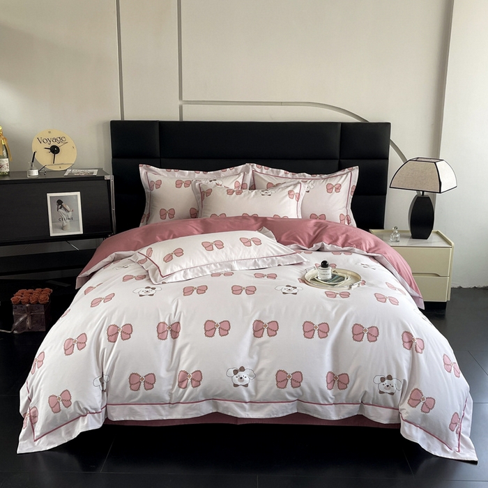 91家纺网 家纺一手货源 找家纺 7V 2024新款轻奢13376纯棉全棉喷气四件套 可爱萌宠