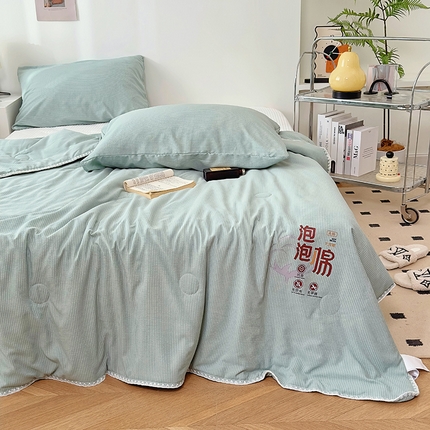 91家纺网 家纺一手货源 找家纺 TT.one 塔塔家居 2025新款云朵泡泡棉贝壳边大豆夏被 泡泡绿