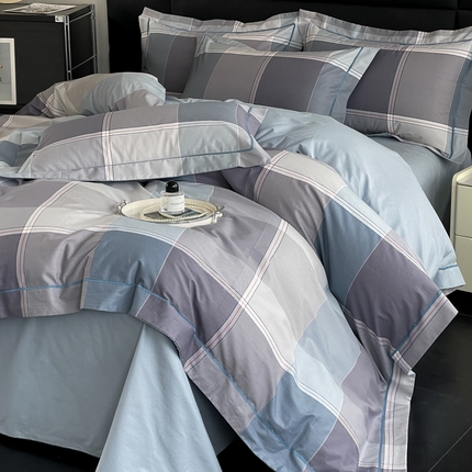 7V 2024新款轻奢13376纯棉全棉喷气四件套 嘉宇格-蓝