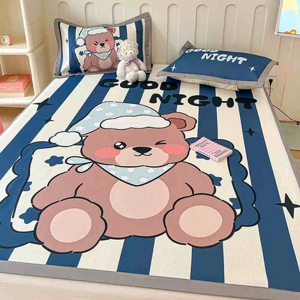 91家纺网 家纺一手货源 找家纺 （总）摩妮卡 2025新款A类卡通大版碳光冰丝凉席三件套