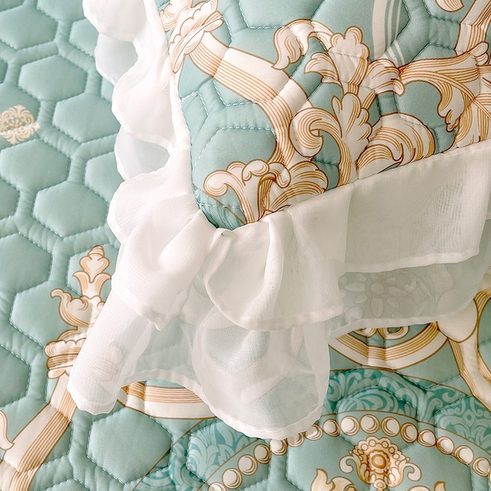 91家纺网 家纺一手货源 找家纺 虹星家纺 2024新款凉感丝印花可拆床裙套件-夏被凉席四件套 悠情假日