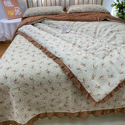 91家纺网 家纺一手货源 找家纺 暖居 2024新款豆豆被四件套 摩登浅咖