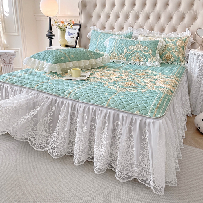 91家纺网 家纺一手货源 找家纺 虹星家纺 2024新款凉感丝印花可拆床裙套件-三件套 悠情假日