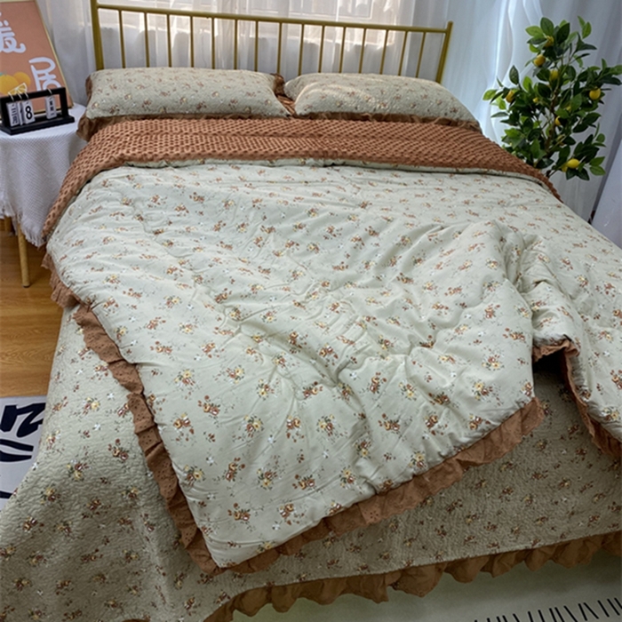 91家纺网 家纺一手货源 找家纺 暖居 2024新款豆豆被四件套 摩登浅咖