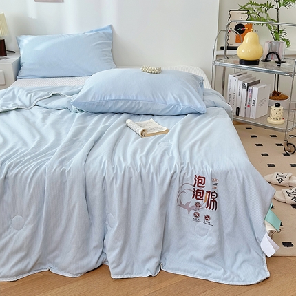 91家纺网 家纺一手货源 找家纺 TT.one 塔塔家居 2025新款云朵泡泡棉贝壳边大豆夏被 泡泡蓝