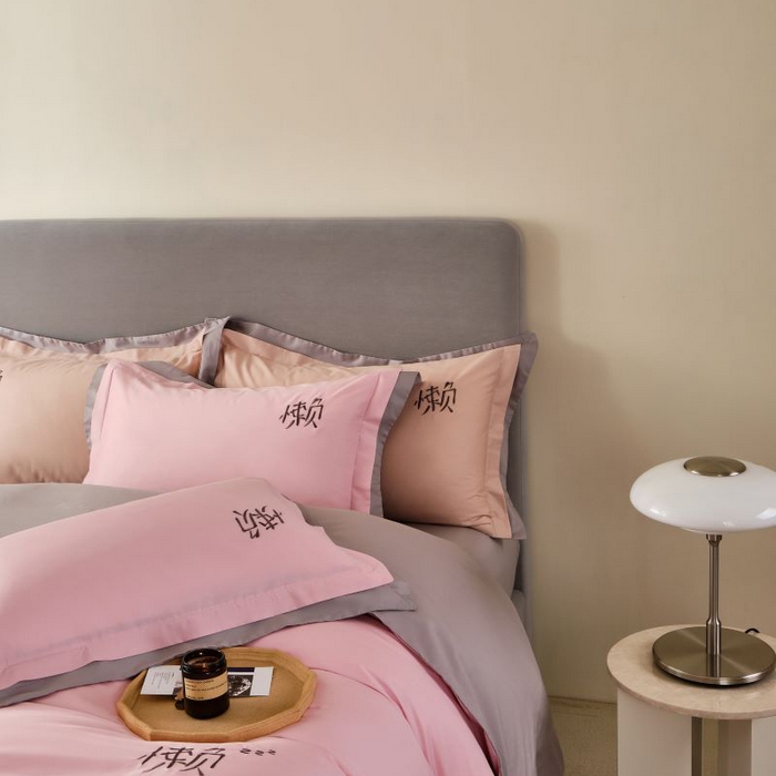 91家纺网 家纺一手货源 找家纺 LADY COCO 2024新款全棉翻盖式三边拉链四件套-东方好棉懒福系列 蔷薇粉