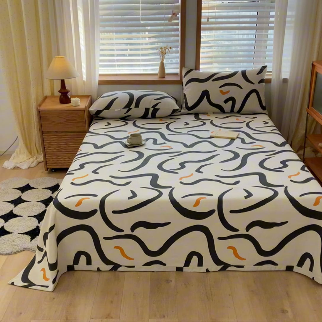 91家纺网 家纺一手货源 找家纺 新印象 2025新款原棉包边工艺款老粗布床单三件套 忆时代