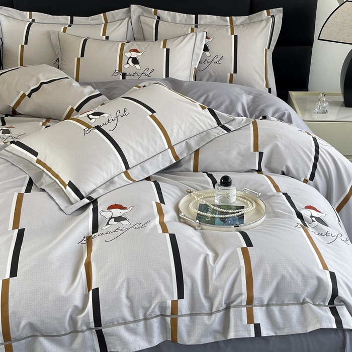 91家纺网 家纺一手货源 找家纺 7V 2024新款轻奢13376纯棉全棉喷气四件套 奔奔象