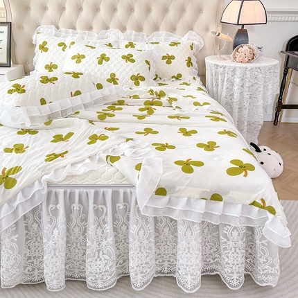 91家纺网 家纺一手货源 找家纺 （总）虹星家纺 2024新款凉感丝印花可拆床裙套件-夏被凉席四件套