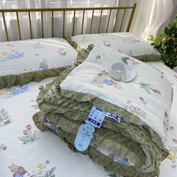 91家纺网 家纺一手货源 找家纺 暖居 2024新款豆豆被四件套 幸运兔