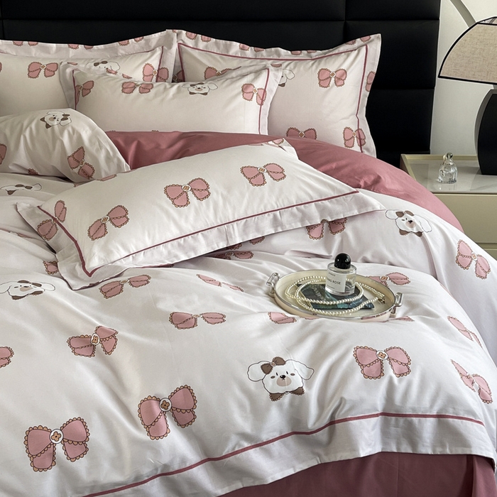 91家纺网 家纺一手货源 找家纺 7V 2024新款轻奢13376纯棉全棉喷气四件套 可爱萌宠