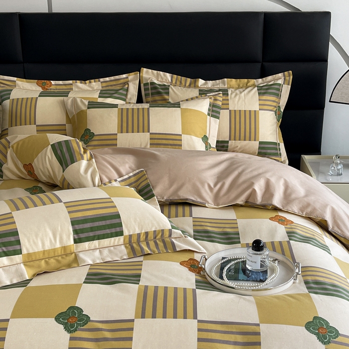 91家纺网 家纺一手货源 找家纺 7V 2024新款轻奢13376纯棉全棉喷气四件套 映彩