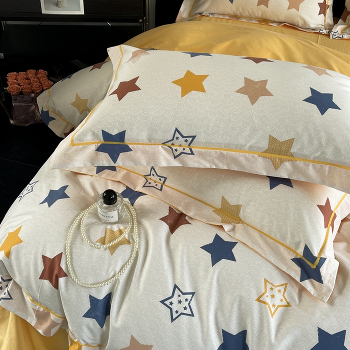 91家纺网 家纺一手货源 找家纺 7V 2024新款轻奢13376纯棉全棉喷气四件套 闪亮星空