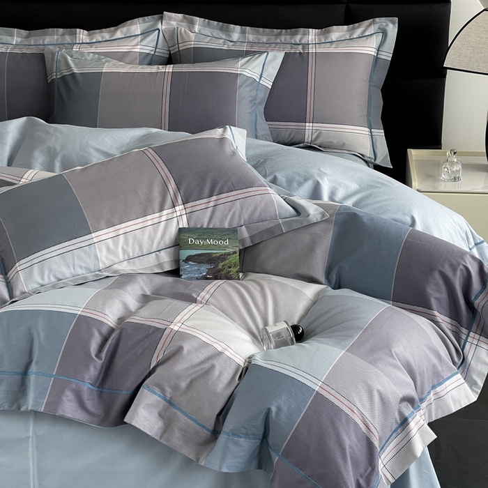 91家纺网 家纺一手货源 找家纺 7V 2024新款轻奢13376纯棉全棉喷气四件套 嘉宇格-蓝