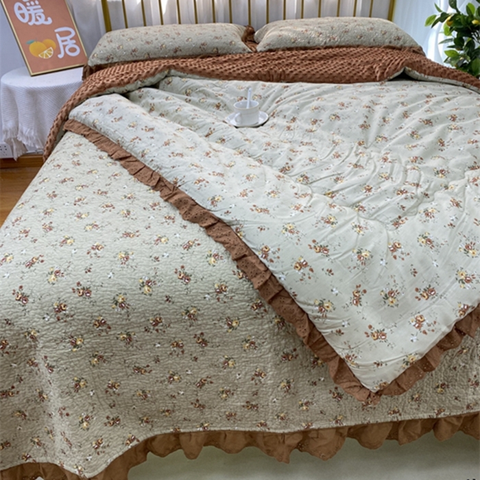 91家纺网 家纺一手货源 找家纺 暖居 2024新款豆豆被四件套 摩登浅咖