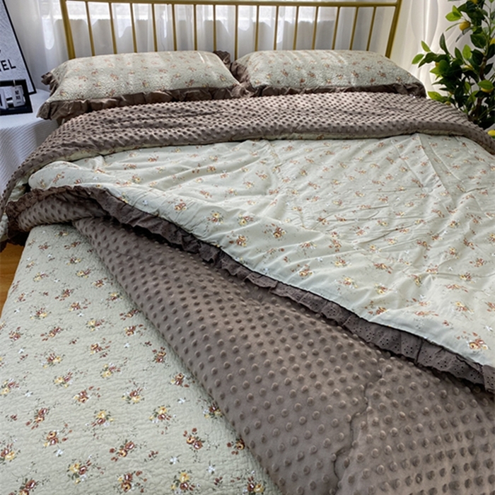 91家纺网 家纺一手货源 找家纺 暖居 2024新款豆豆被四件套 摩卡