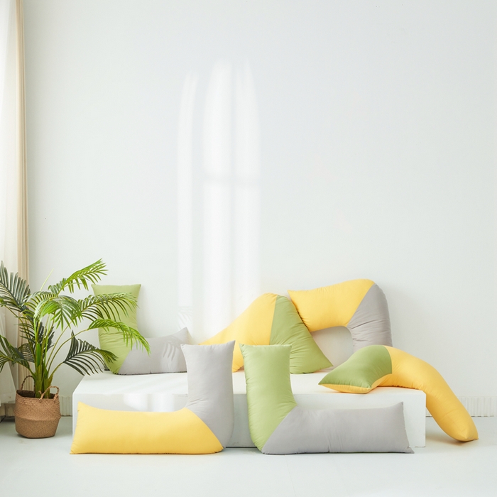 91家纺网 家纺一手货源 找家纺 （总）星芯合家纺 2024新款懒床熟睡陪伴抱枕L型 拼色款