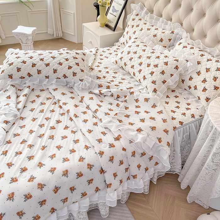 91家纺网 家纺一手货源 找家纺 虹星家纺 2024新款凉感丝印花可拆床裙套件-夏被凉席四件套 繁花集序