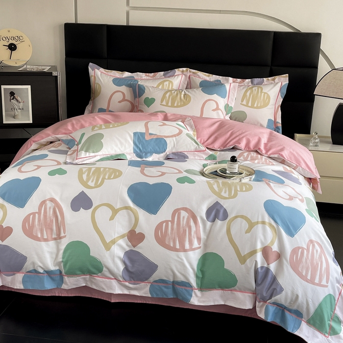 91家纺网 家纺一手货源 找家纺 7V 2024新款轻奢13376纯棉全棉喷气四件套 丝丝心动