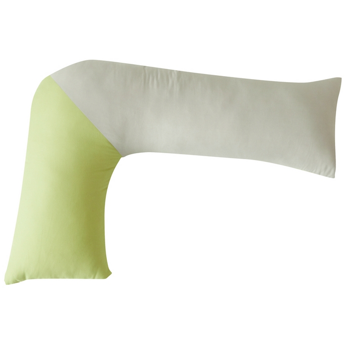 91家纺网 家纺一手货源 找家纺 星芯合家纺 2024新款懒床熟睡陪伴抱枕L型 拼色款 L型多功能软枕 灰绿拼