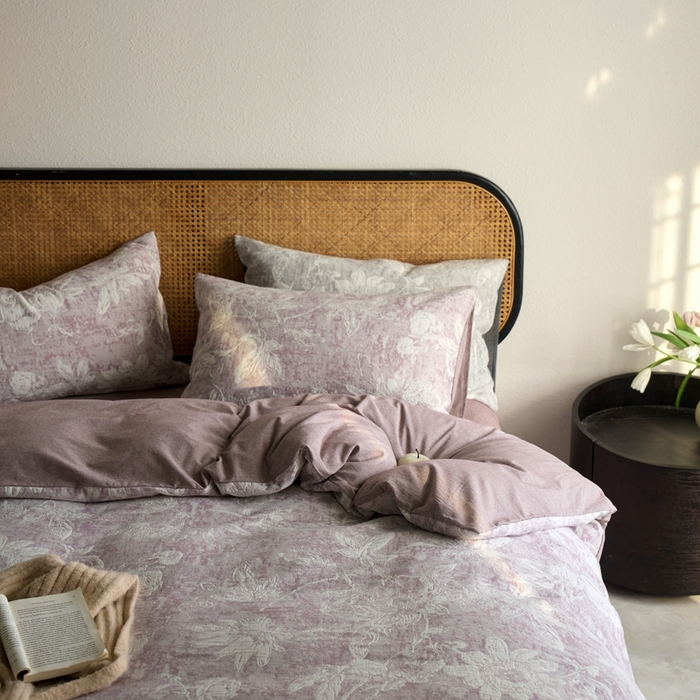 91家纺网 家纺一手货源 找家纺 （总）安莱生活 2025新款蔷薇物语色织双层纱大提花基础款四件套