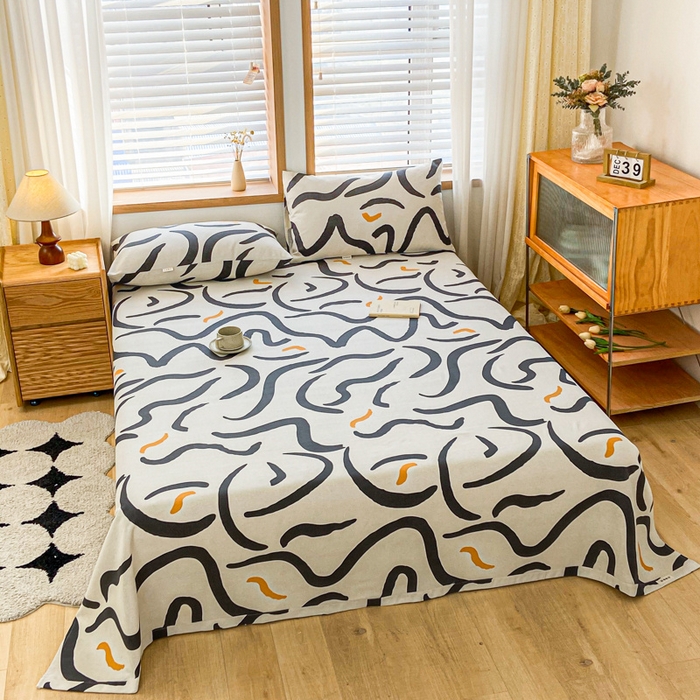 91家纺网 家纺一手货源 找家纺 新印象 2025新款原棉包边工艺款老粗布床单三件套 忆时代