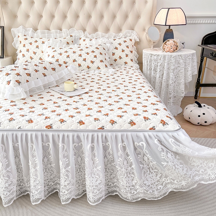 91家纺网 家纺一手货源 找家纺 虹星家纺 2024新款凉感丝印花可拆床裙套件-三件套 繁花集序