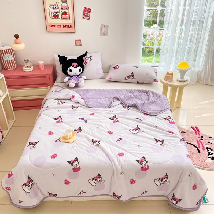 91家纺网 家纺一手货源 找家纺 美梦里 2024新款凉豆豆夏被空调被印花卡通库洛米夏凉被子 甜心库洛米