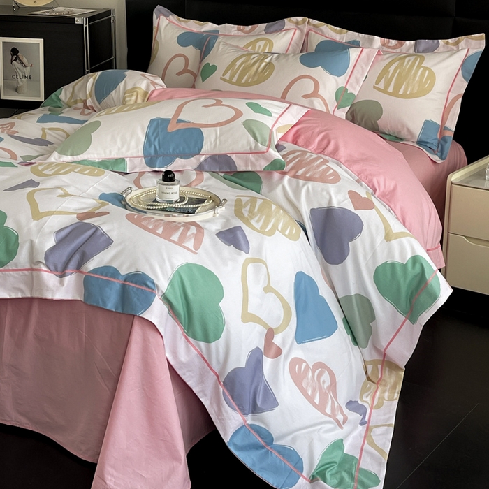 91家纺网 家纺一手货源 找家纺 7V 2024新款轻奢13376纯棉全棉喷气四件套 丝丝心动