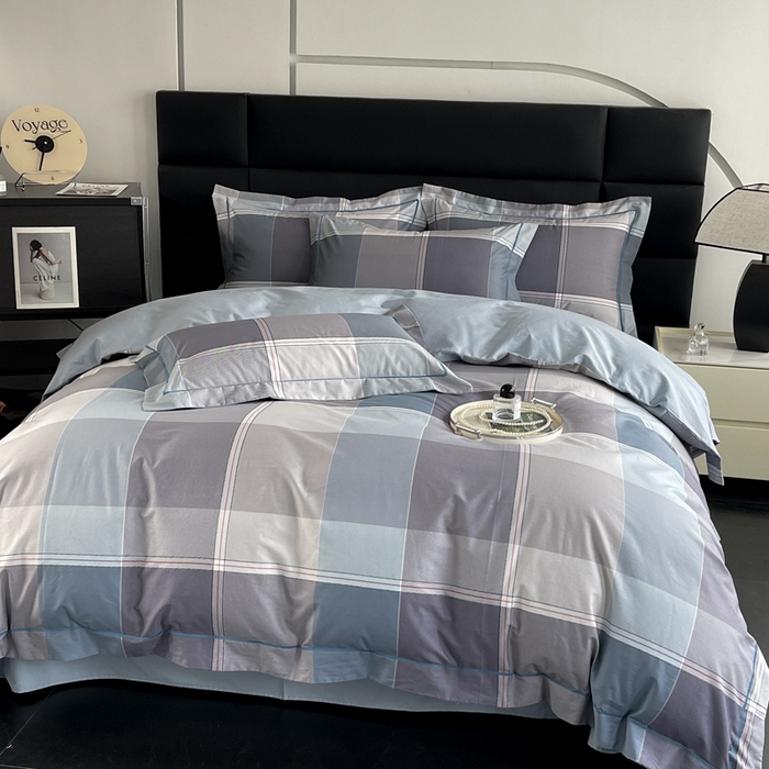 91家纺网 家纺一手货源 找家纺 7V 2024新款轻奢13376纯棉全棉喷气四件套 嘉宇格-蓝