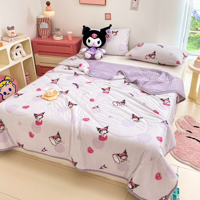 91家纺网 家纺一手货源 找家纺 美梦里 2024新款凉豆豆夏被空调被印花卡通库洛米夏凉被子 甜心库洛米