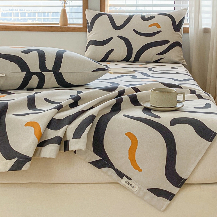 91家纺网 家纺一手货源 找家纺 新印象 2025新款原棉包边工艺款老粗布床单三件套 忆时代