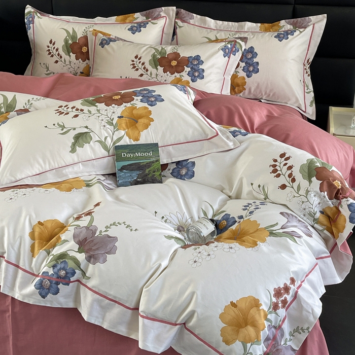 91家纺网 家纺一手货源 找家纺 7V 2024新款轻奢13376纯棉全棉喷气四件套 兰黛-米