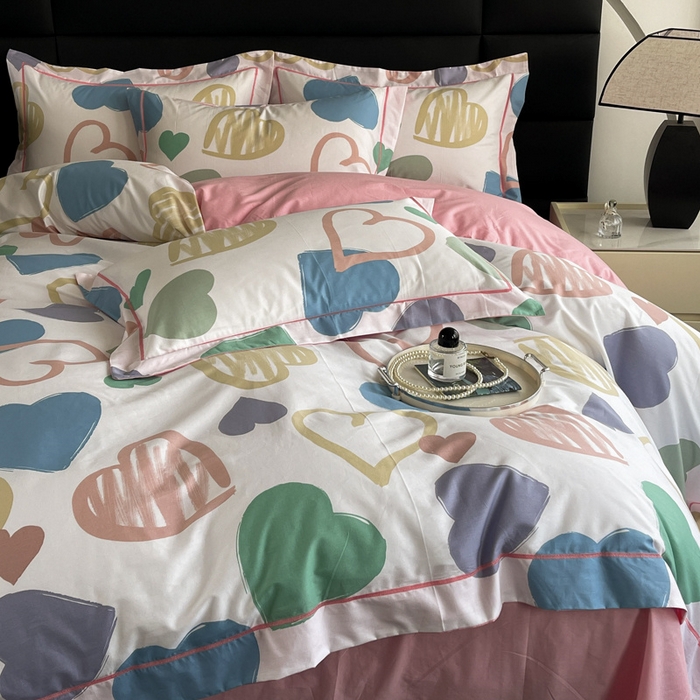 91家纺网 家纺一手货源 找家纺 7V 2024新款轻奢13376纯棉全棉喷气四件套 丝丝心动