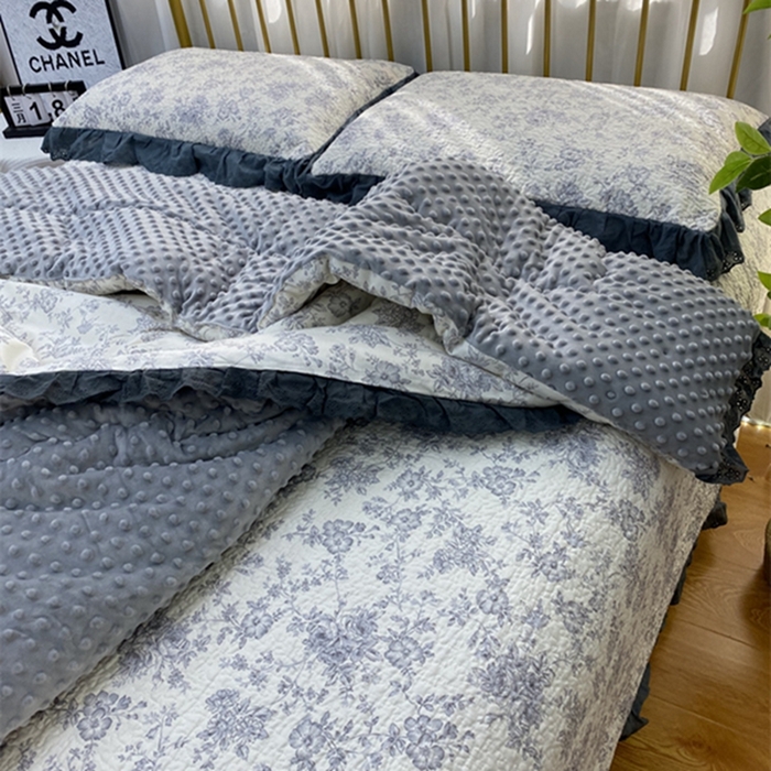 91家纺网 家纺一手货源 找家纺 暖居 2024新款豆豆被四件套 白山茶