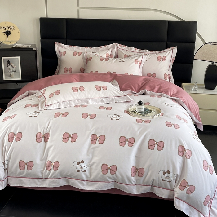 91家纺网 家纺一手货源 找家纺 7V 2024新款轻奢13376纯棉全棉喷气四件套 可爱萌宠