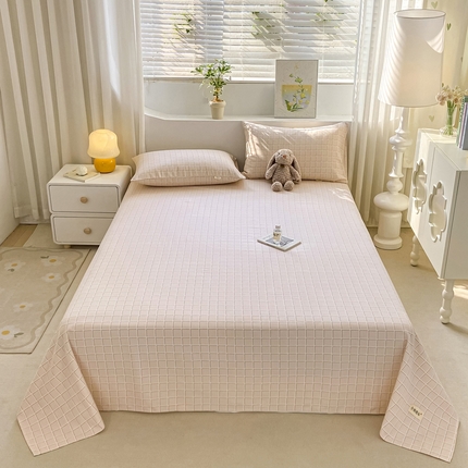 91家纺网 家纺一手货源 找家纺 卧趣家纺 2024新品全棉老粗布单品床单床笠系列-单品床单系列 生巧-米