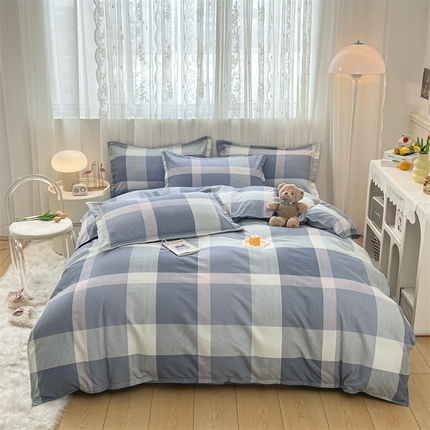 91家纺网 家纺一手货源 找家纺 （总）天之澜 2024新款植物羊绒简约斜纹磨毛四件套