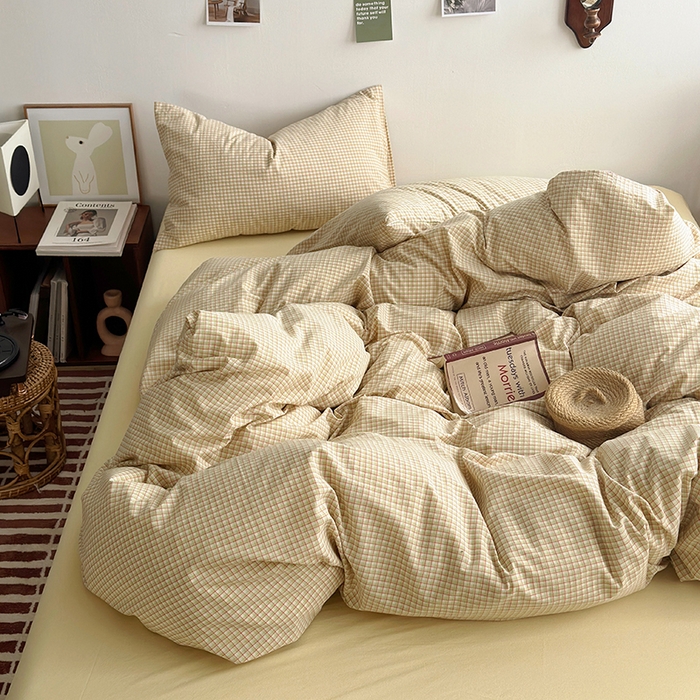 91家纺网 家纺一手货源 找家纺 水洗的故事 2024新款无印良品水洗棉四件套  西西里奶黄