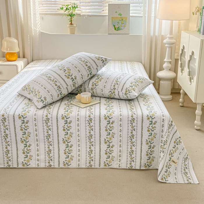 91家纺网 家纺一手货源 找家纺 卧趣家纺 2024新品全棉老粗布单品床单床笠系列-单品床单系列 伊甸园