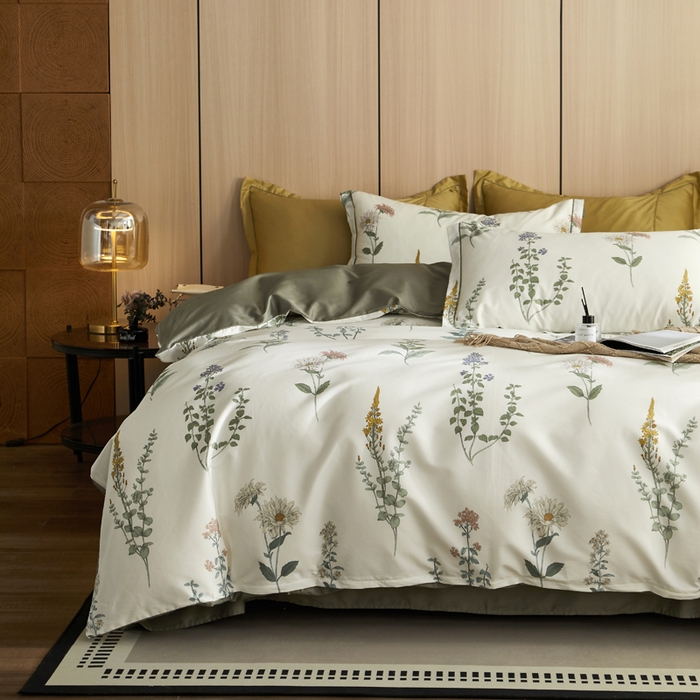 91家纺网 家纺一手货源 找家纺 怡家居 2024新款100支长绒棉印花四件套 雅典娜