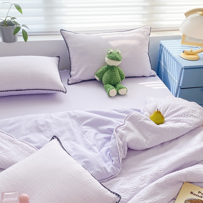 91家纺网 家纺一手货源 找家纺 羋多 2024新款泡泡棉夏被 香芋紫