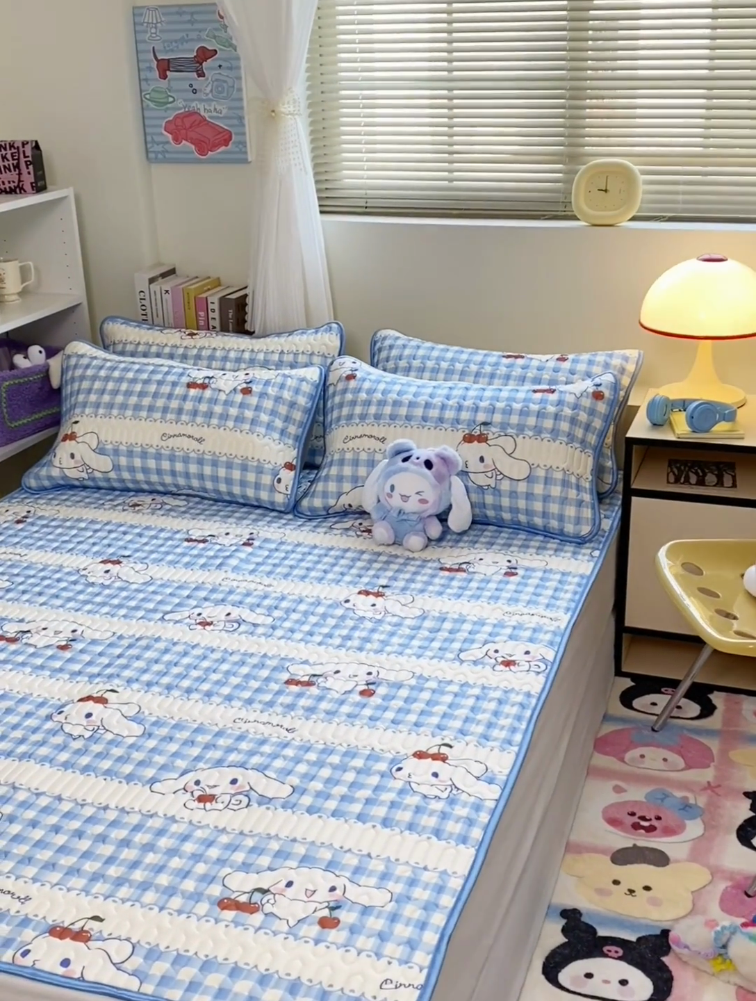 91家纺网 家纺一手货源 找家纺 澳萝拉 2024新款A类凉感丝三丽鸥乳胶凉席 樱桃大耳狗