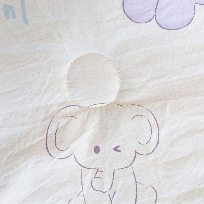 91家纺网 家纺一手货源 找家纺 创优家纺  2025新款A类皱皱纱小花边夏被 小象宝宝