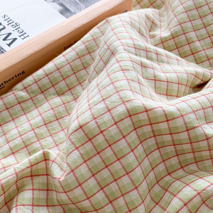 91家纺网 家纺一手货源 找家纺 水洗的故事2025新款A类色织水洗棉丝夏被四件套系列 奶黄格